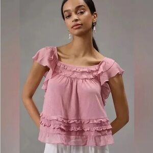Free People pink flowy blouse